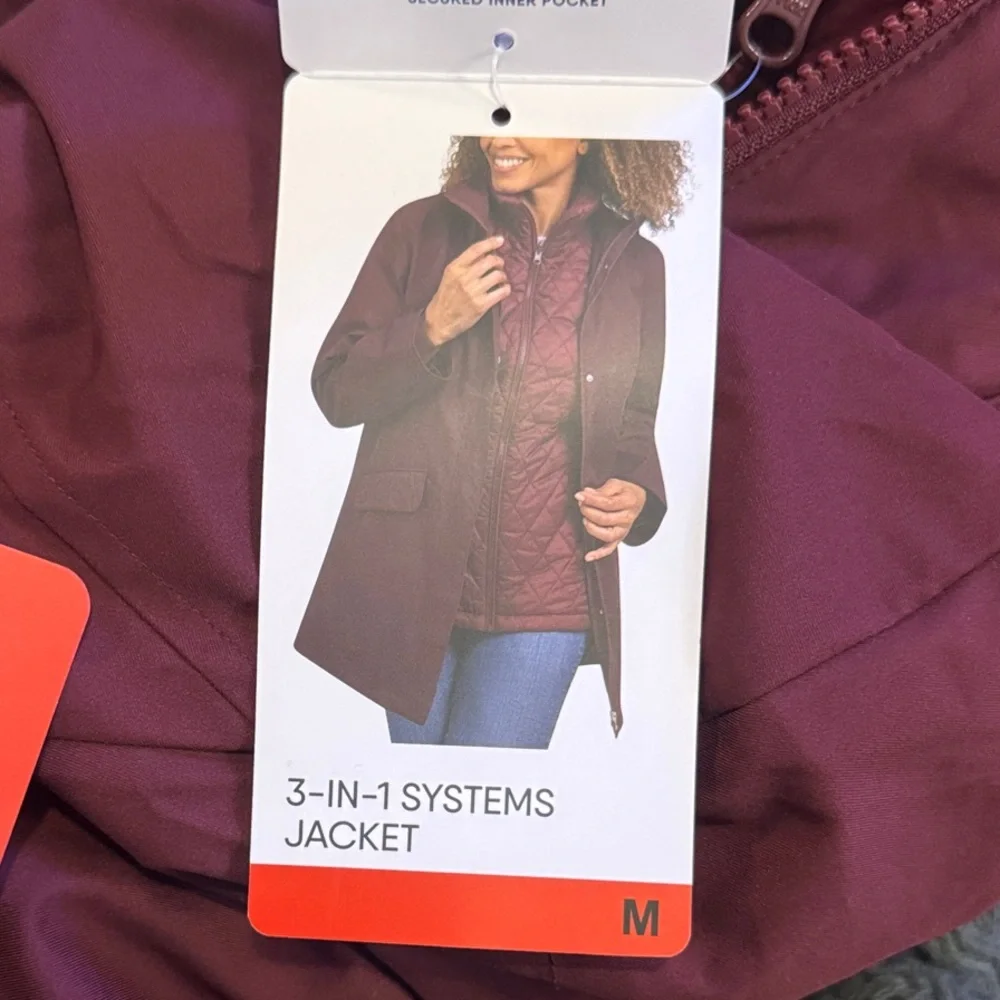 Brand New Lands' End Burgundy Jacket w/ Inner Vest - Picture 6 of 7